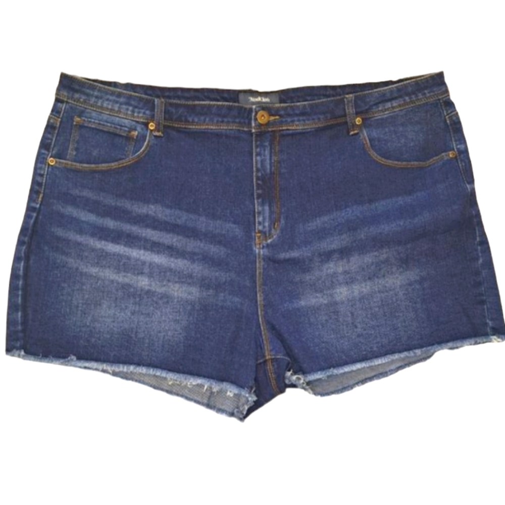Modcloth Dark wash Frayed Raw Edge Hem Denim Shorts Plus Size 22